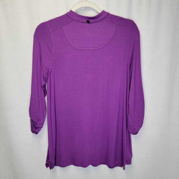 Soft Surroundings Women's PXS Popover Shirt Top Purple Roll Tab Sleeve - Picture 2 of 7